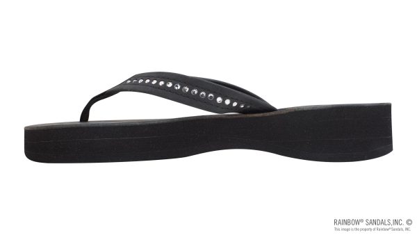 Four Layer Leather Wedge 3/4 Strap with Crystals