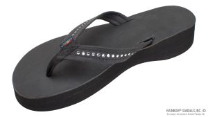 Four Layer Leather Wedge   3/4 Strap with Crystals