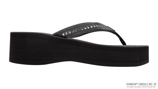 Six Layer Leather Wedge 3/4 Strap with Crystals