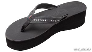 Six Layer Leather Wedge   3/4 Strap with Crystals