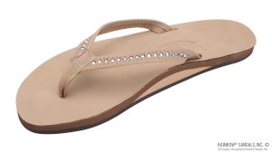 Crystal Collection  Single Layer Arch Support Leather 1 Narrow Strap with Crystals