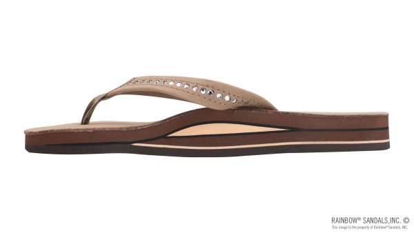Crystal Collection Double Layer Arch Support Leather 3/4 Medium Strap w/ Crystals