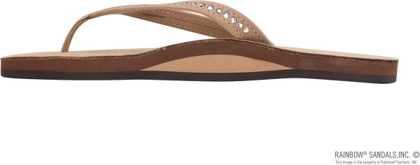 Rainbow Sandals Women's Single Layer Premier Leather w/Swarovski Crystal Narrow Strap. Sierra Brown. Ladies 19.5-15 B(M) US | Flip-Flops