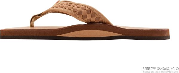 Rainbow Sandals Mens The Bentley Luxury Leather - Single Layer Arch Hand Woven Strap. Buckskin. Mens Size 8.5-9.5 | Sandals