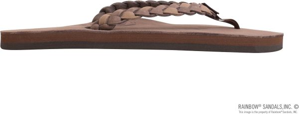 Rainbow Sandals Women's Single Layer Premier Leather w/Double Braided Strap Expresso/Dark Brown. Ladies Small / 5.5-6.5 B(M) US | Flip-Flops