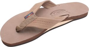 Rainbow Single Layer Premier Leather Woman's Sandal (Dark Brown) Size 5.5/6.5 (S) | Flats