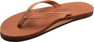 Rainbow Sandals Ladies Luxury Leather - Single Layer Arch Support With 1arrow Strap. Tahitian Tan. Ladies Size Small / 5.5-6.5 | Flats