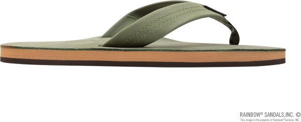 Rainbow Sandals Men's Single Layer Leather Sandal. Forest Green w/Fawn Midsole. Medium / 8.5-9.5 B(M) US | Sandals