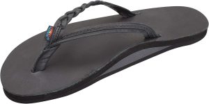 Rainbow Sandals Women's Flirty Braidy. Classic Black. Small / 5.5-6.5 | Classic Leather w/Single Braided Strap | Flats