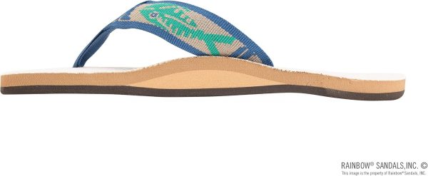 Rainbow Sandals Men's Hemp Single Layer Fish Strap With Arch. Natural/Light Green Fish/Cream. Men's Medium / 8.5-9.5 D(M) US | Sandals