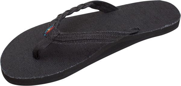Rainbow Sandals Women's Single Layer Hemp Flirty Braidy. Black. Ladies Small / 5.5-6.5 B(M) US | Flats