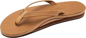 Rainbow Sandals Women's Double Layer. Narrow Strap. Leather Sandals w/Arch. Cafe. Small. 5.5-6.5 B(M) US | Flats