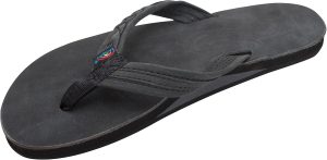 Rainbow Sandals Madison - Single Layer Arch Support with  3/4raided Strap. Premier Black. Ladies Large/7.5-8.5 B(M) US | Flip-Flops