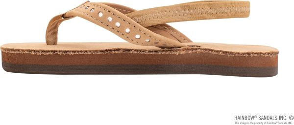 Rainbow Sandals Kid's Single Layer Premier Leather w/Narrow Crystal Strap. Sierra Brown. w/backstraps Kid's 3-4 B(M) US | Flats