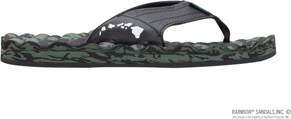 Rainbow Sandals Men's Rubber Single Layer Holoholo. Black Green. Men's 1| Sandals