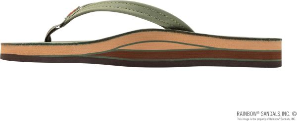 Rainbow Sandals Women's Double Layer Leather Sandal. Forest Green w/Fawn Midsole. Small / 5.5-6.5 B(M) US | Flats