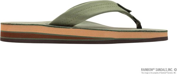 Rainbow Sandals Women's Double Layer Leather Sandal. Forest Green w/Fawn Midsole. Ladies 19.5-15 B(M) US | Sandals