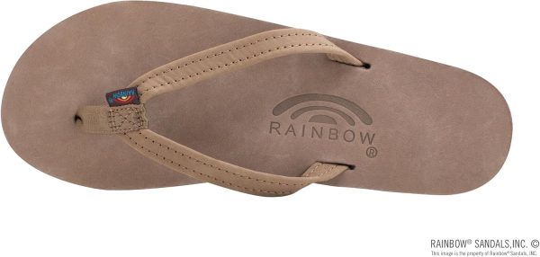 Rainbow Sandals Women's Single Layer Narrow Strap. Dark Brown. 7.5-8.5 | Premier Leather w/ Arch Support and a 1arrow Strap. Ladies Large | Flats