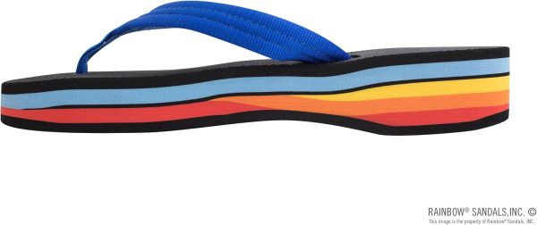 Rainbow Sandals Women's Four Layer Wedge Rubber w/EVA Filled 3/4ylon Strap. Blue/Rainbow. Ladies Medium / 6.5-7.5 B(M) US | Platforms & Wedges