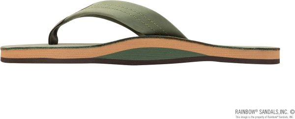 Rainbow Sandals Men's Single Layer Leather Sandal. Forest Green w/Fawn Midsole. Medium / 8.5-9.5 B(M) US | Sandals