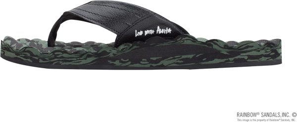 Rainbow Sandals Men's Rubber Single Layer Holoholo. Black Green. Men's 1| Sandals