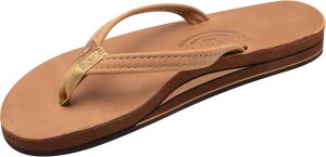 Rainbow Sandals Womens Luxury Leather - Double Layer Arch Support with 1arrow Straps. Buckskin. Womens size M / 6.5-7.5 | Sandals