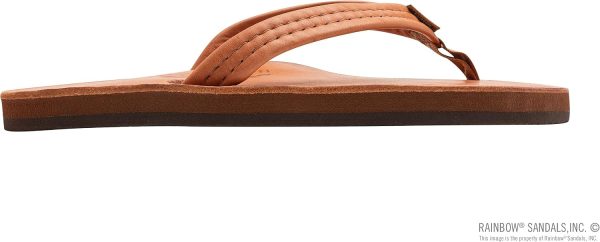 Rainbow Sandals Ladies Luxury Leather - Single Layer Arch Support with a 3/4edium Strap Tahitan Tan. Ladies size M / 6.5-7.5 | Flats