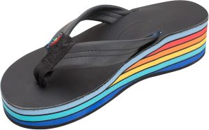Rainbow Sandals Women's Six Layer Classic Wedge Sandal 1trap. Black. Ladies 115-15 B(M) US | Platforms & Wedges