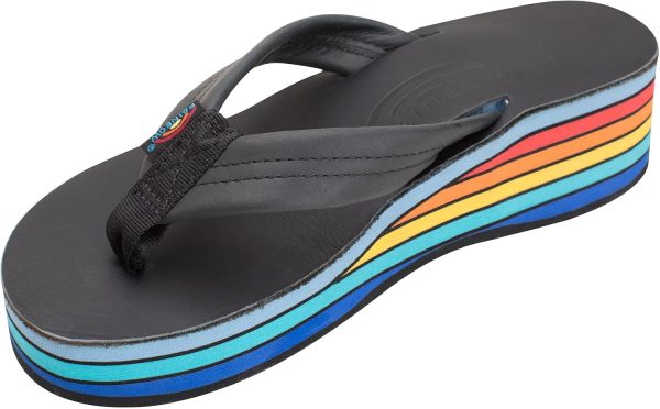 Rainbow Sandals Women's Six Layer Classic Wedge Sandal 1trap. Black. Ladies 115-15 B(M) US | Platforms & Wedges