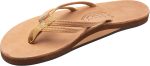 Rainbow Sandals Ladies The Sand Piper Luxury Leather - Single Layer Arch Hand Woven Strap. Buckskin. Ladies. Medium. 6.5-7.5 D(M) US | Flats