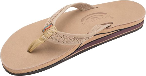 Rainbow Sandals The Willow - Double Layer Leather Sierra Brown Sandal with Double Braided  3/4trap. Ladies. X-Large. 8.5-9.5 D(M) US | Flats