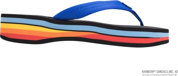 Rainbow Sandals Women's Four Layer Wedge Rubber w/EVA Filled 3/4ylon Strap. Blue/Rainbow. Ladies Medium / 6.5-7.5 B(M) US | Platforms & Wedges