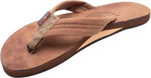 Rainbow Sandals Ladies Luxury Leather - Single Layer Arch Support. Nogalas Wood. Ladies size 1| Sandals