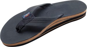 Rainbow Sandals Men's Double Layer Leather Sandal. Navy w/Fawn Midsole. Small / 7.5-8.5 B(M) US | Sandals