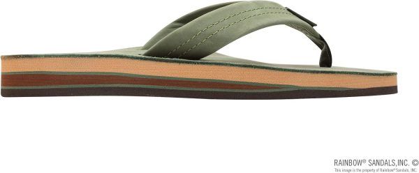 Rainbow Sandals Men's Double Layer Leather Sandal. Forest Green w/Fawn Midsole. Small / 7.5-8.5 B(M) US | Sandals