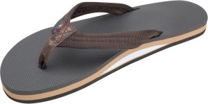 Rainbow Sandals Women's Single Layer Classic Rubber w/EVA filled Nylon Strap. Brown/Brown. Ladies X-Large / 8.5-9.5 B(M) US | Flip-Flops
