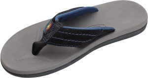 Rainbow Sandals Men's East Cape Molded Rubber Sandal. Black/Blue Strap w/Grey Top. Men's 7 D(M) US | Sandals