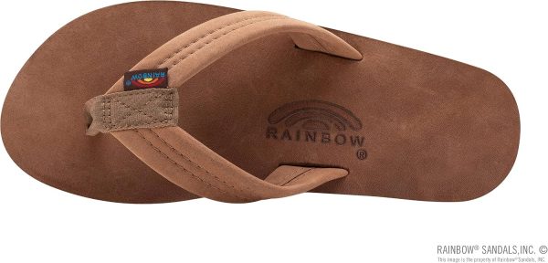 Rainbow Sandals Mens Luxury Leather - Single Layer Arch Support. Nogalas Wood. Mens size S / 7.5-8.5 | Sandals