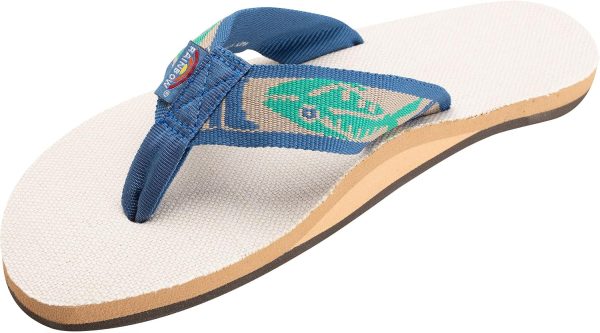 Rainbow Sandals Men's Hemp Single Layer Fish Strap With Arch. Natural/Light Green Fish/Cream. Men's Medium / 8.5-9.5 D(M) US | Sandals