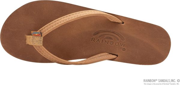 Rainbow Sandals Womens Luxury Leather - Double Layer Arch Support with 1arrow Straps. Buckskin. Womens size L / 7.5-8.5 | Sandals