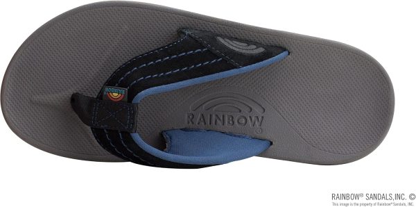 Rainbow Sandals Men's East Cape Molded Rubber Sandal. Black/Blue Strap w/Grey Top. Men's 7 D(M) US | Sandals