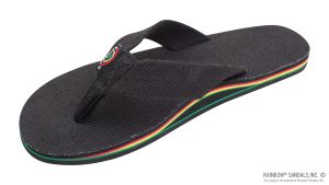 The Rastafarian  Single Layer Black Hemp with Rasta Mid Sole and 1 Strap