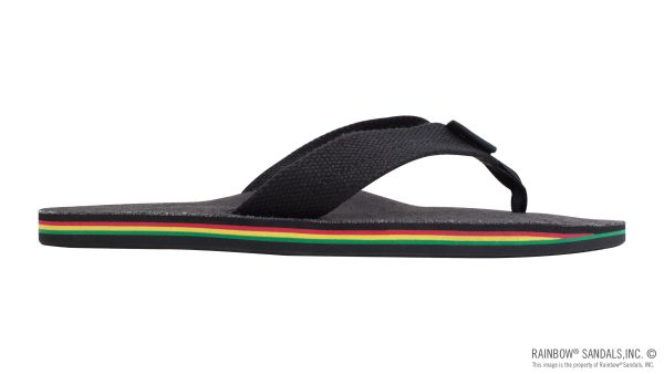 The Rastafarian  Single Layer Black Hemp with Rasta Mid Sole