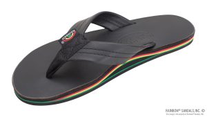 The Rastafarian Single Layer Classic Black Leather with Rasta Mid Sole and 1 Strap
